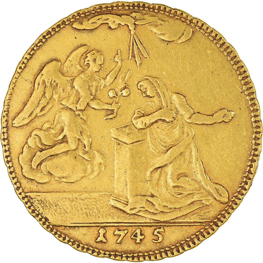 Kingdom of Sardinia, Carlo Emanuele III, 4 Zecchini, 1745, Torino, Dourado