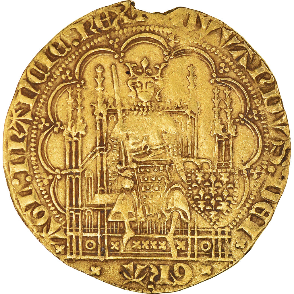 Duchy of Aquitaine, Edward III, Ecu d'or à la chaise, 1337-1360, Dourado