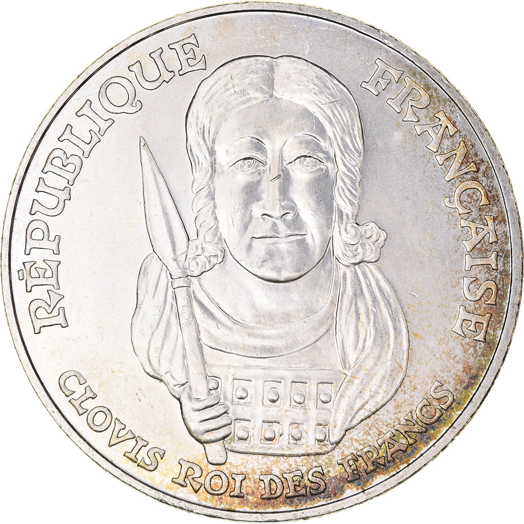 Munten, Frankrijk, Clovis, 100 Francs, 1996, PR+, Zilver, KM:1180, Gadoury:953
