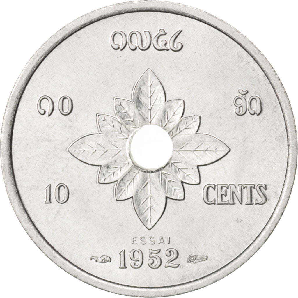 Moneda, Lao, Sisavang Vong, 10 Cents, 1952, SC, Aluminio, KM:E1, Lecompte:2