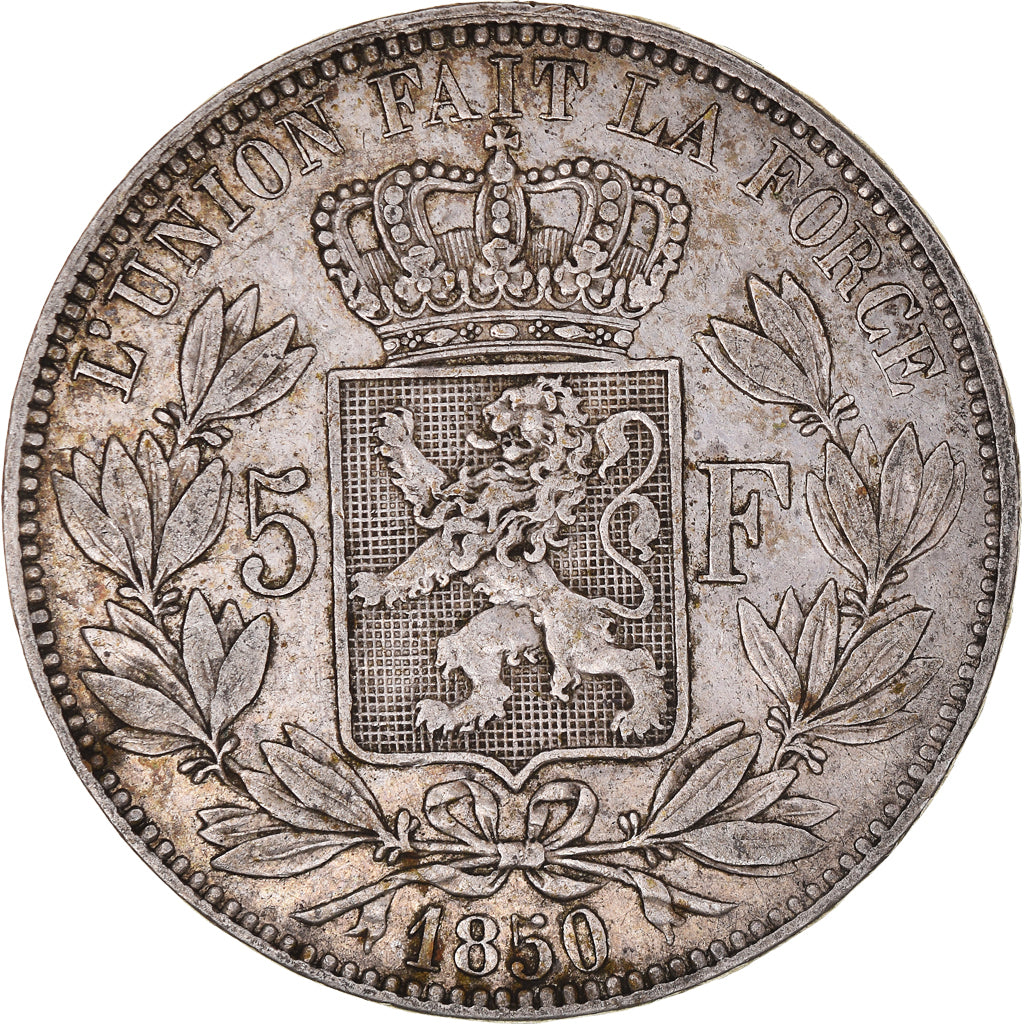 Coin, Belgium, Leopold I, 5 Francs, 5 Frank, 1850, EF(40-45), Silver, KM:17