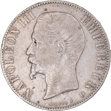Moneta, Francia, Napoleon III, 5 Francs, 1856, Lyon, MB+, Argento, KM:782.3