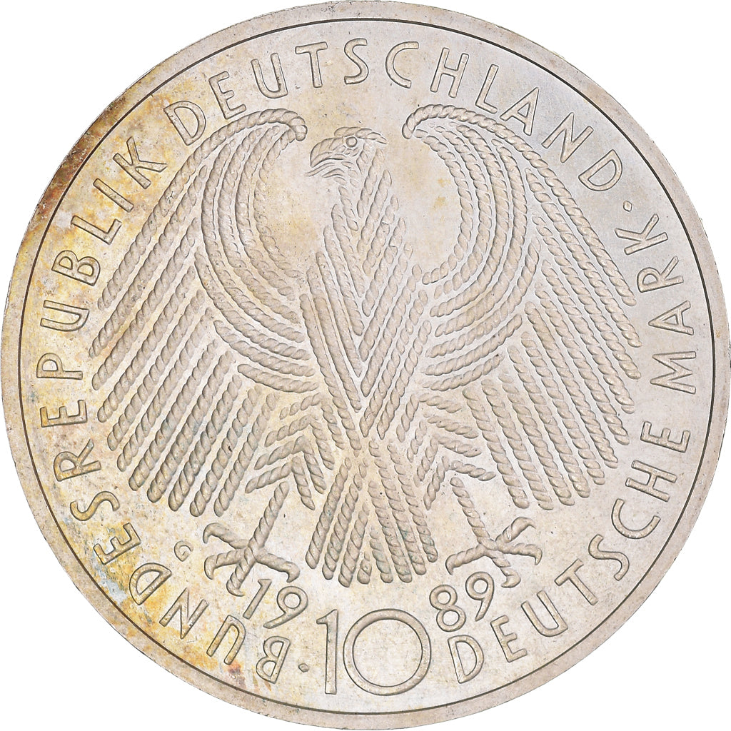 Coin, GERMANY - FEDERAL REPUBLIC, 10 Mark, 1989, Karlsruhe, Germany, MS(60-62)