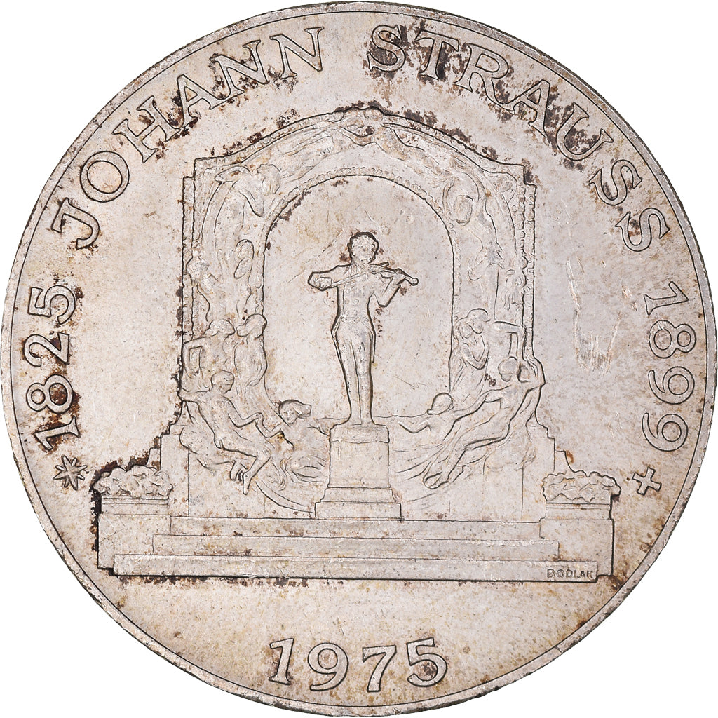 Moneta, Austria, Johann Strauss, 100 Schilling, 1975, AU(55-58), Srebro, KM:2923