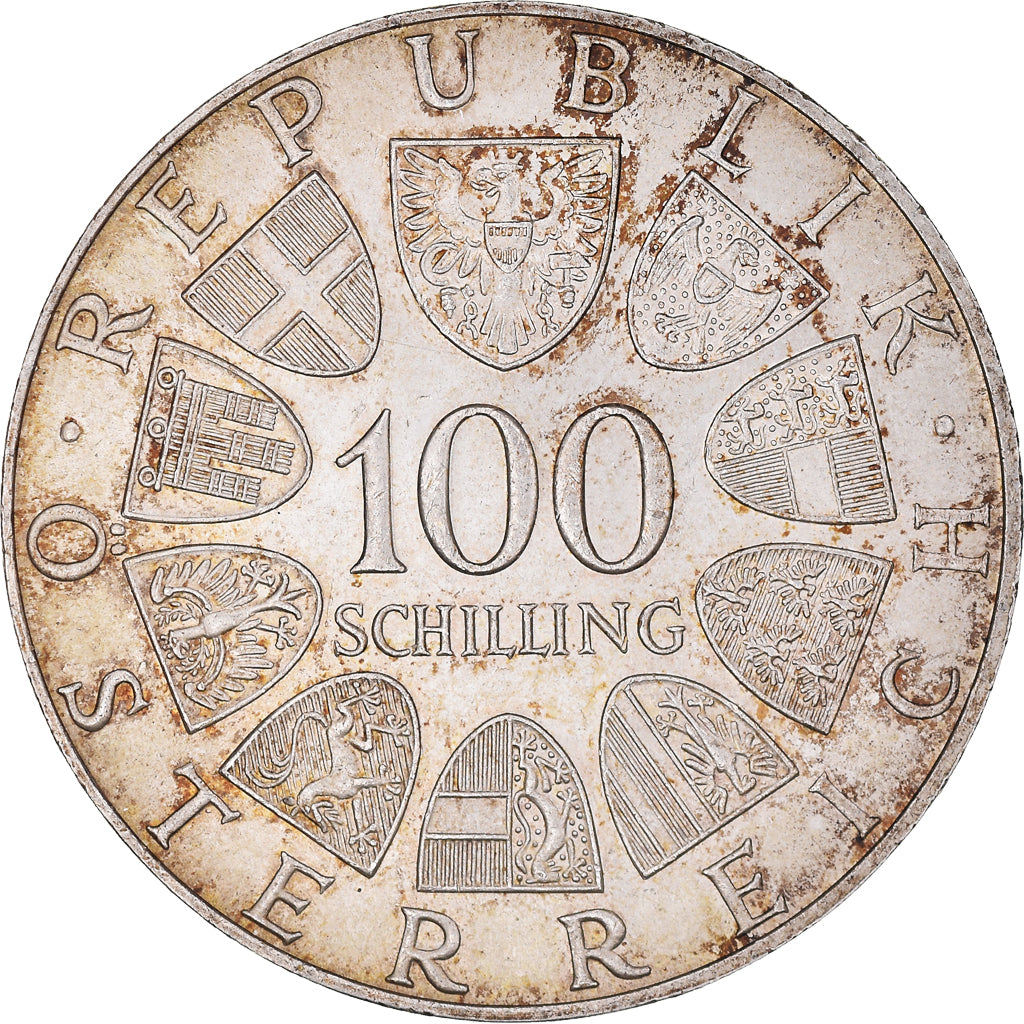 Moneta, Austria, Johann Strauss, 100 Schilling, 1975, AU(55-58), Srebro, KM:2923