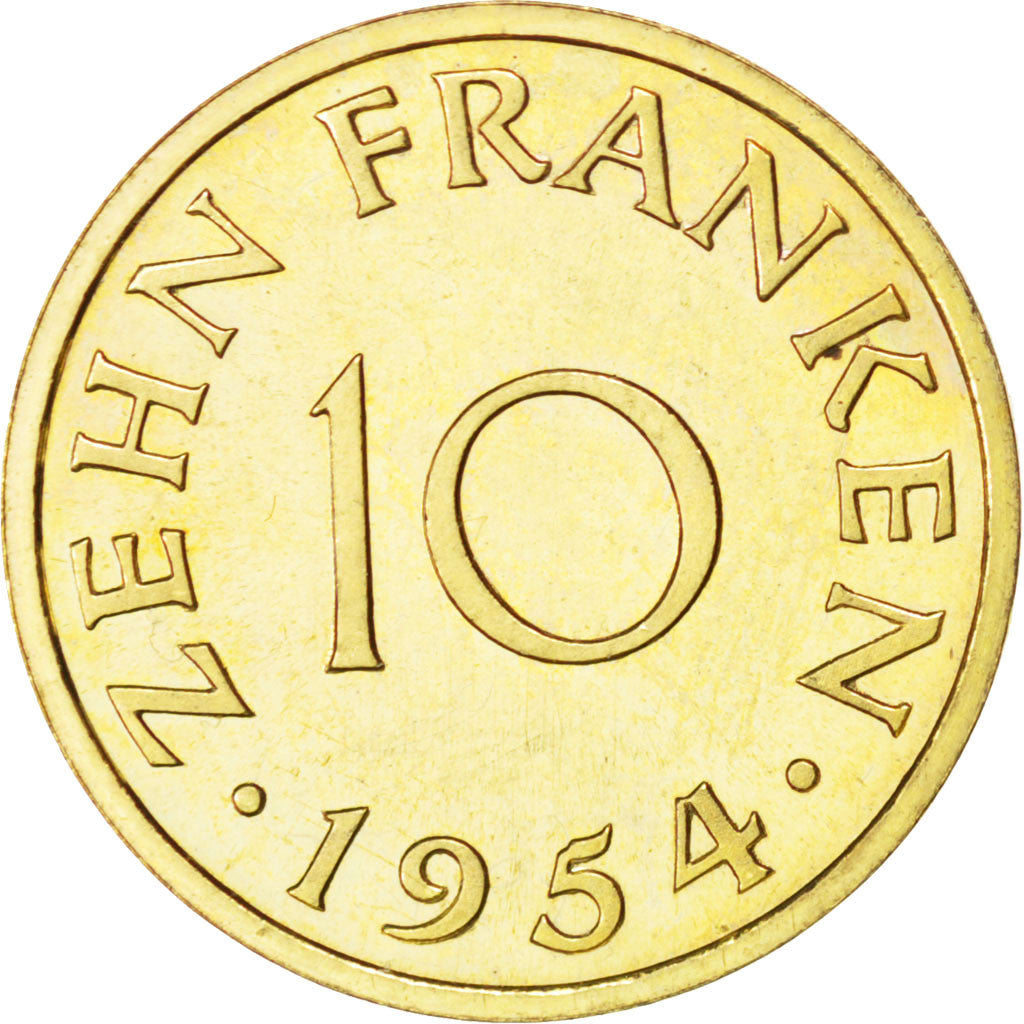 Moneta, SAARLAND, 10 Franken, 1954, Paris, SPL, Alluminio-bronzo, KM:E1