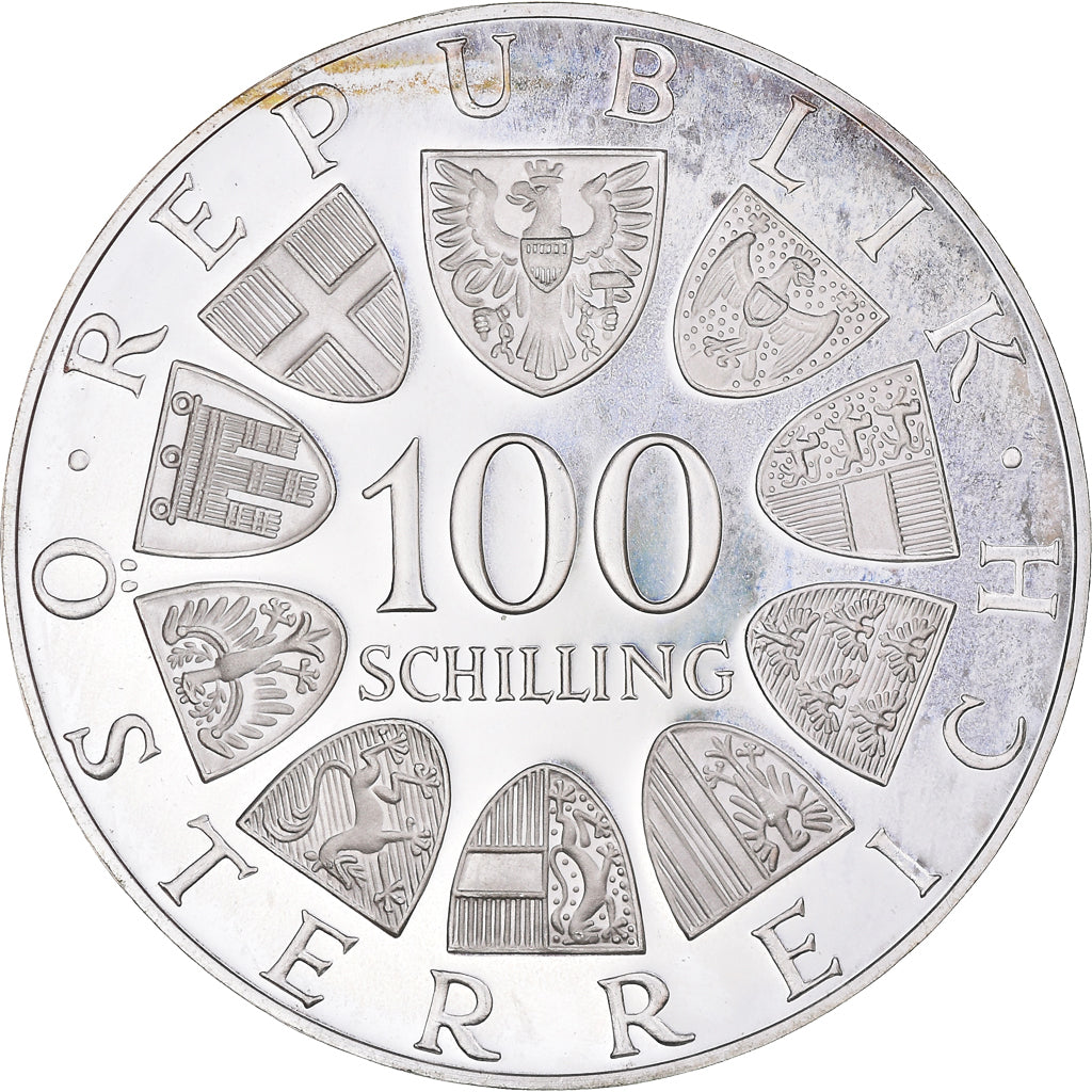 Moeda, Áustria, 100 Schilling, 1976, Proof, MS(63), Prata, KM:2926