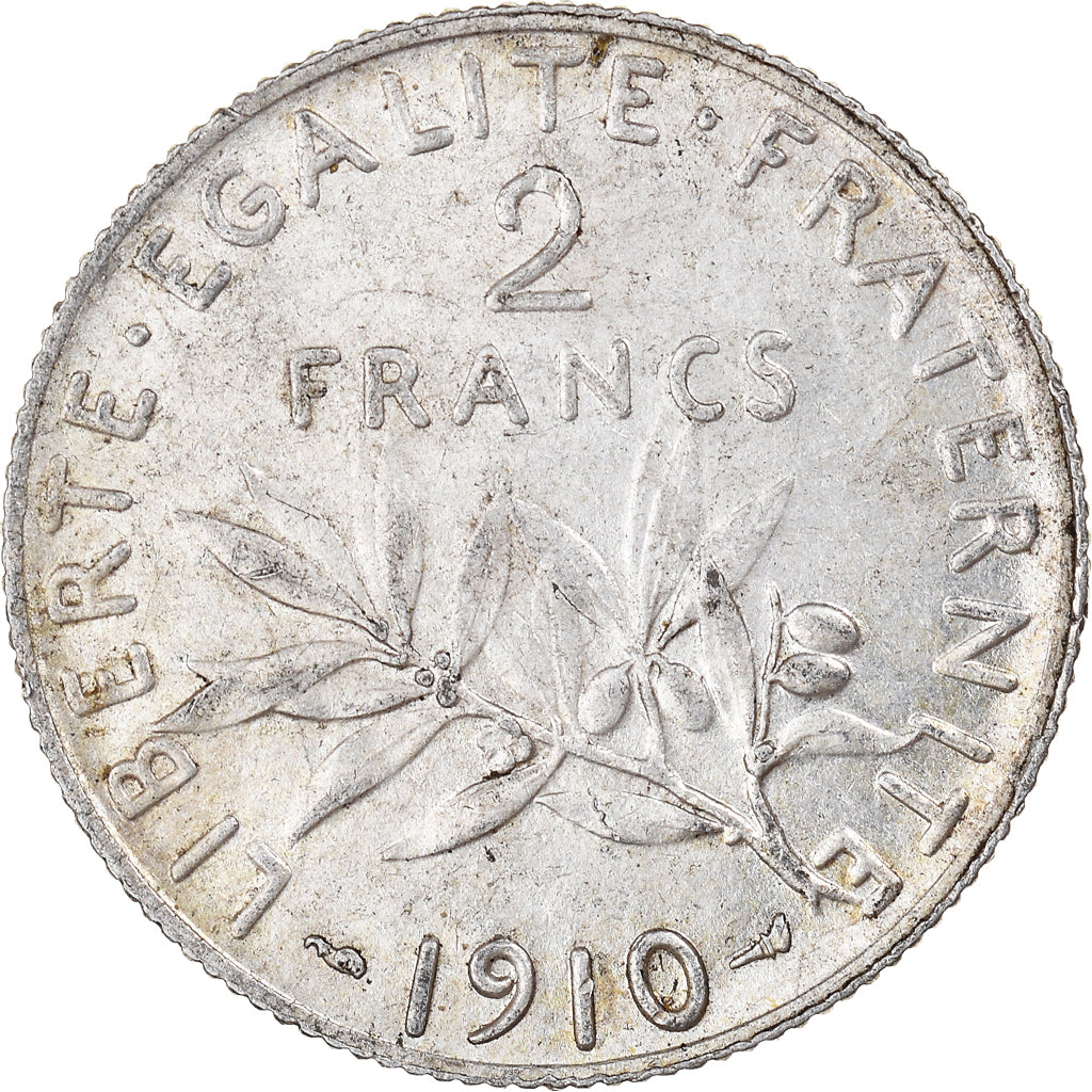 Coin, France, Semeuse, 2 Francs, 1910, Paris, AU(50-53), Silver, KM:845.1