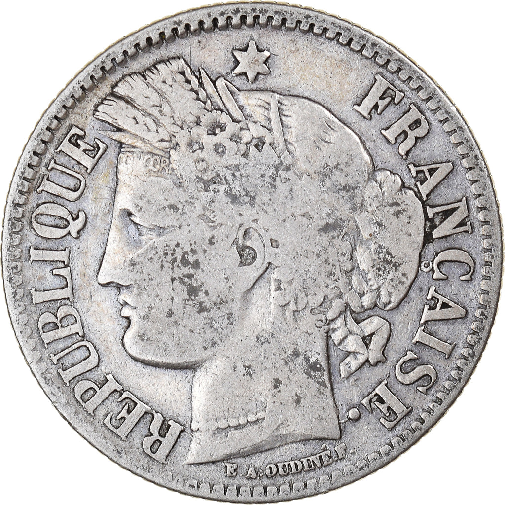 Moneta, Francja, Cérès, 2 Francs, 1871, Bordeaux, F(12-15), Srebro, KM:816.2
