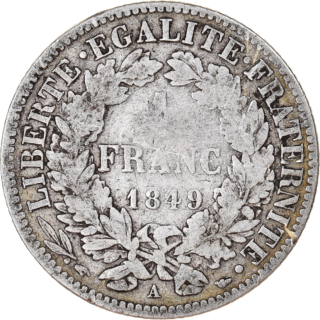 Coin, France, Cérès, Franc, 1849, Paris, VF(20-25), Silver, KM:759.1