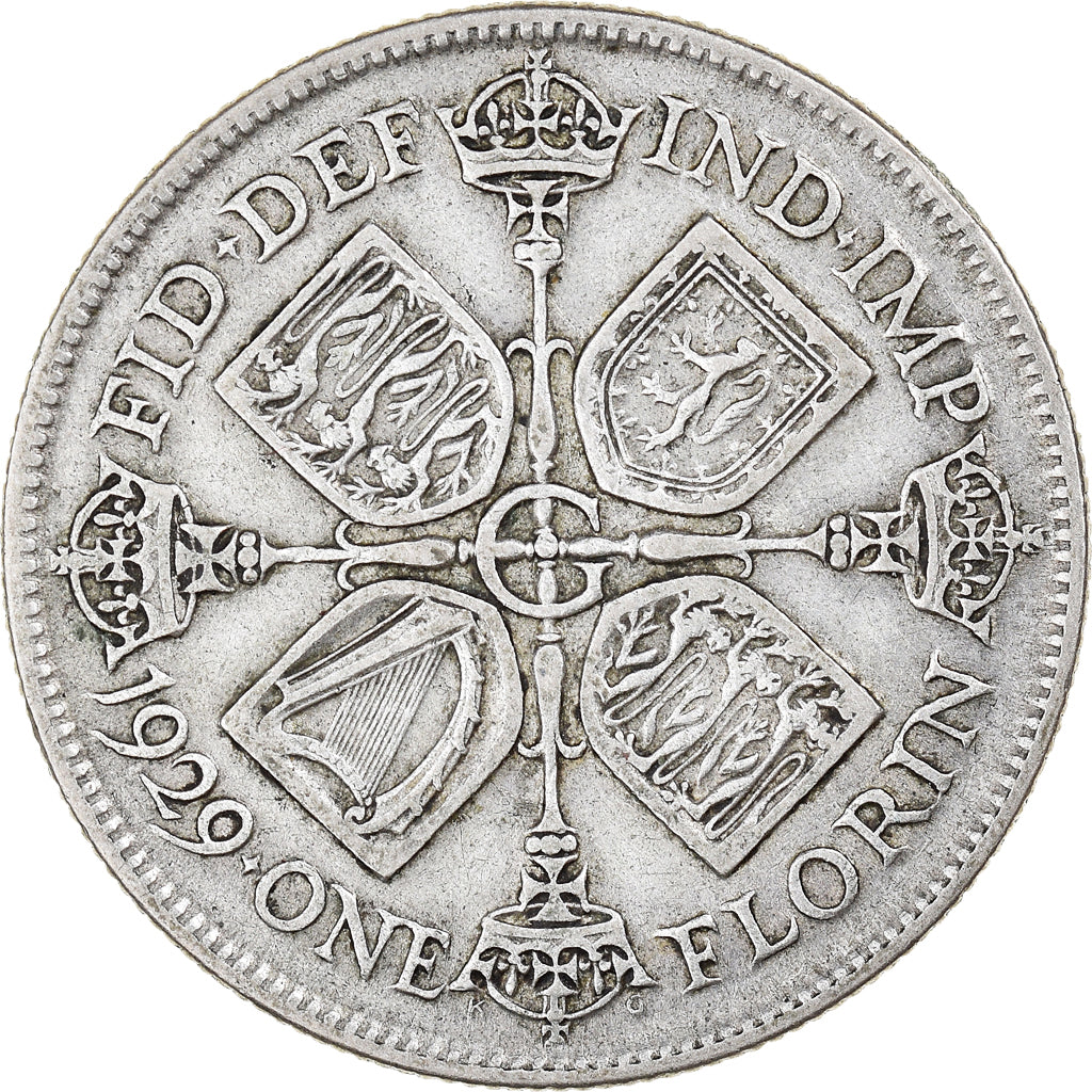 Munten, Groot Bretagne, George V, Florin, Two Shillings, 1929, FR+, Zilver