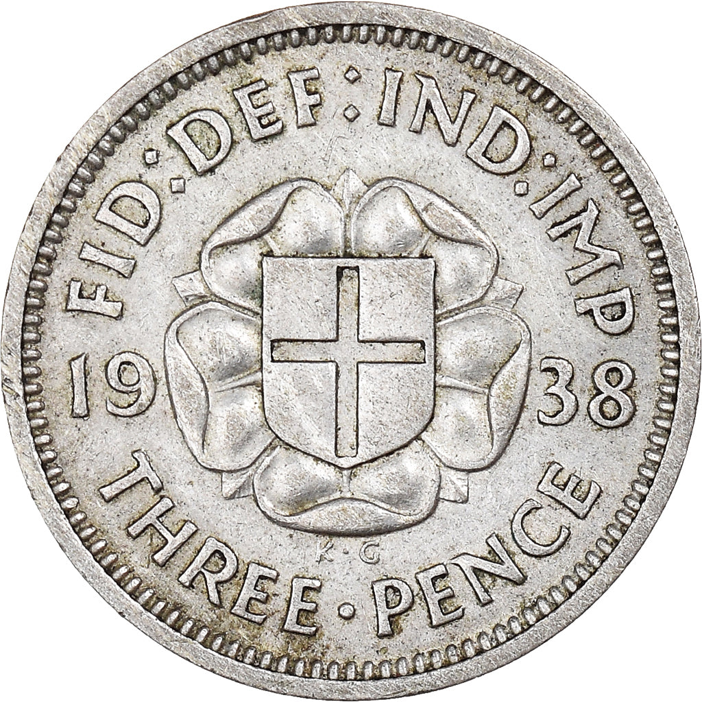 Munten, Groot Bretagne, George VI, 3 Pence, 1938, ZF+, Zilver, KM:848