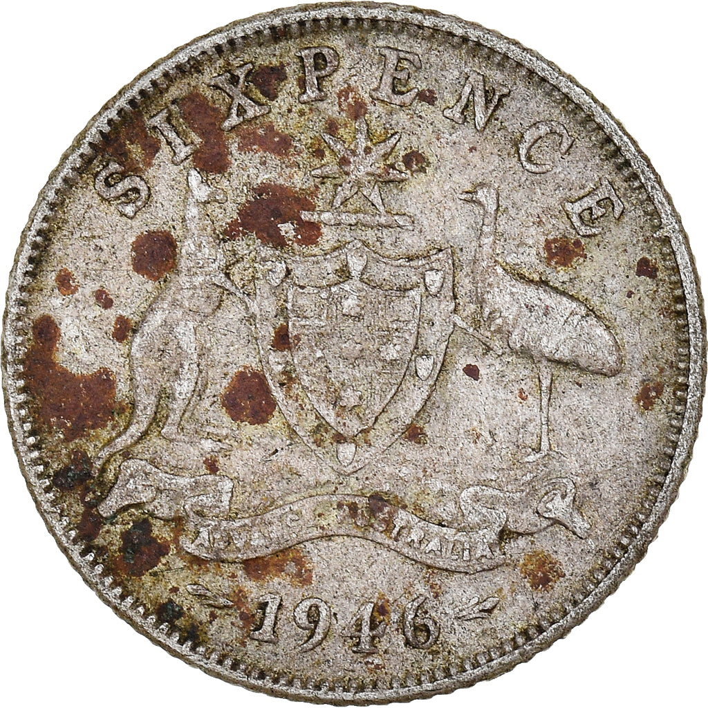 Monnaie, Australie, George VI, Sixpence, 1946, Melbourne, TB+, Argent, KM:38a