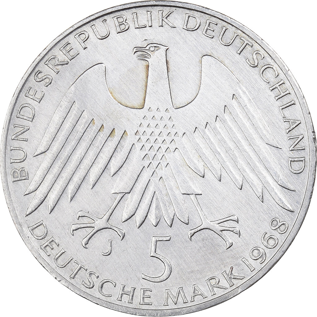 Moneda, ALEMANIA - REPÚBLICA FEDERAL, 5 Mark, 1968, Hamburg, Germany, MBC+