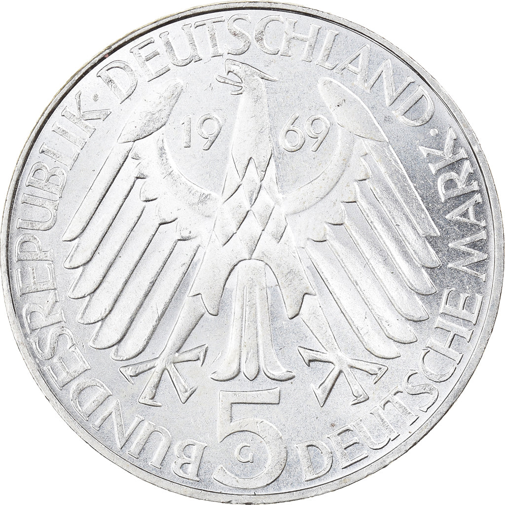 Moneta, GERMANIA - REPUBBLICA FEDERALE, 5 Mark, 1969, Karlsruhe, Germany, SPL