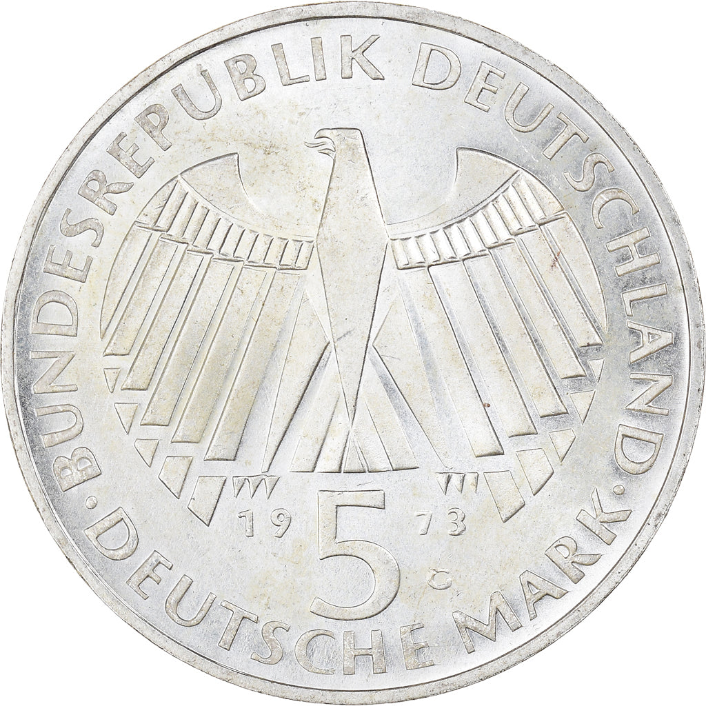 Moneta, Niemcy - RFN, 5 Mark, 1973, Karlsruhe, Germany, MS(63), Srebro, KM:137