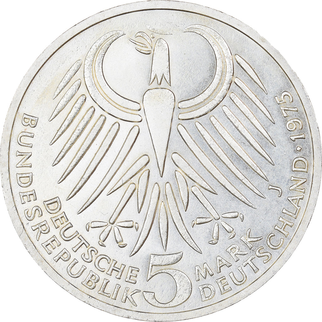 Coin, GERMANY - FEDERAL REPUBLIC, 5 Mark, 1975, Hamburg, Germany, MS(63)