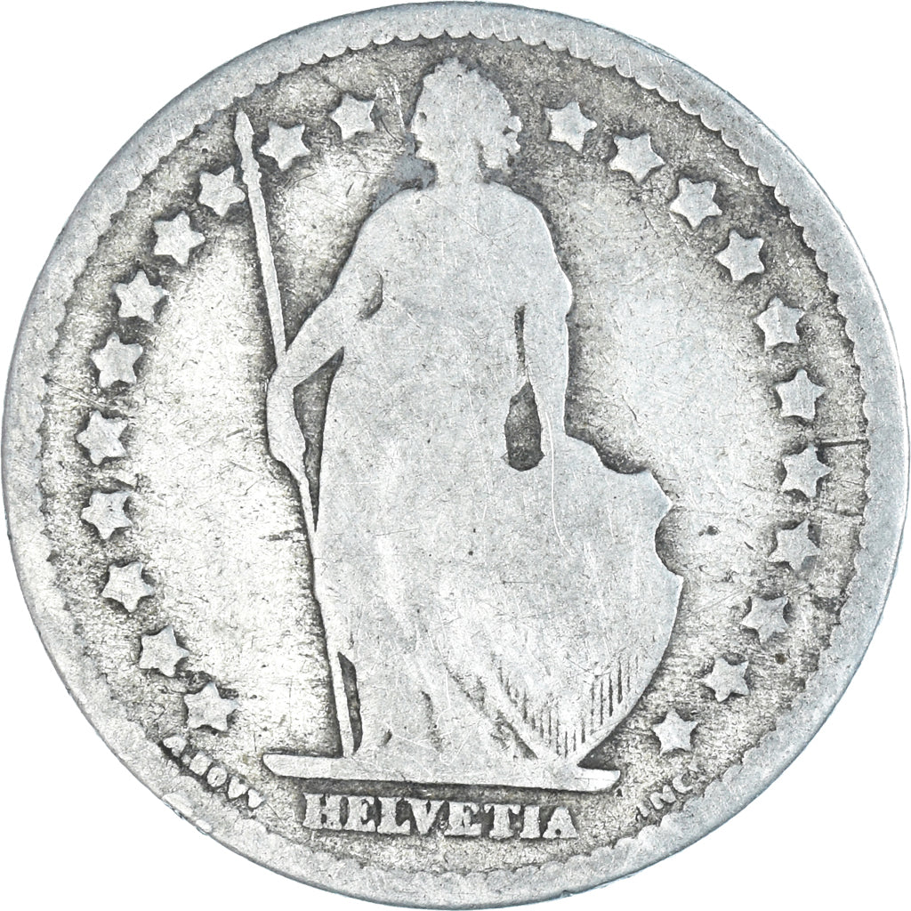 Moneta, Szwajcaria, Franc, 1876, Bern, F(12-15), Srebro, KM:24