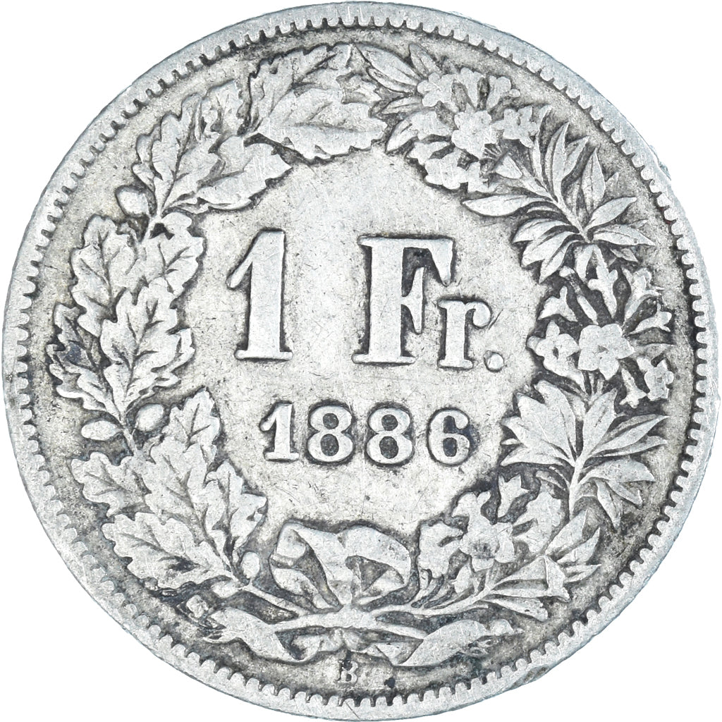 Moneta, Szwajcaria, Franc, 1886, Bern, VF(20-25), Srebro, KM:24