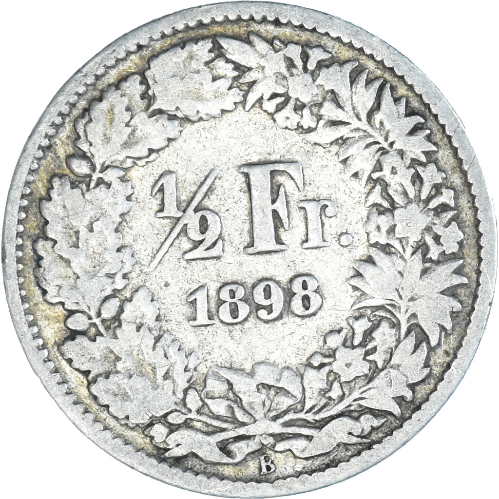 Moneta, Szwajcaria, 1/2 Franc, 1898, Bern, VF(20-25), Srebro, KM:23
