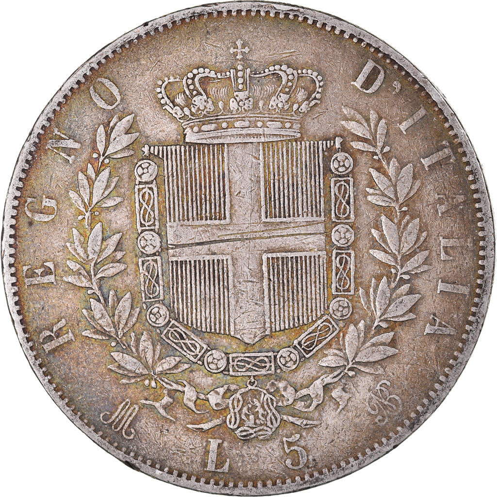 Coin, Italy, Vittorio Emanuele II, 5 Lire, 1874, Milan, VF(30-35), Silver