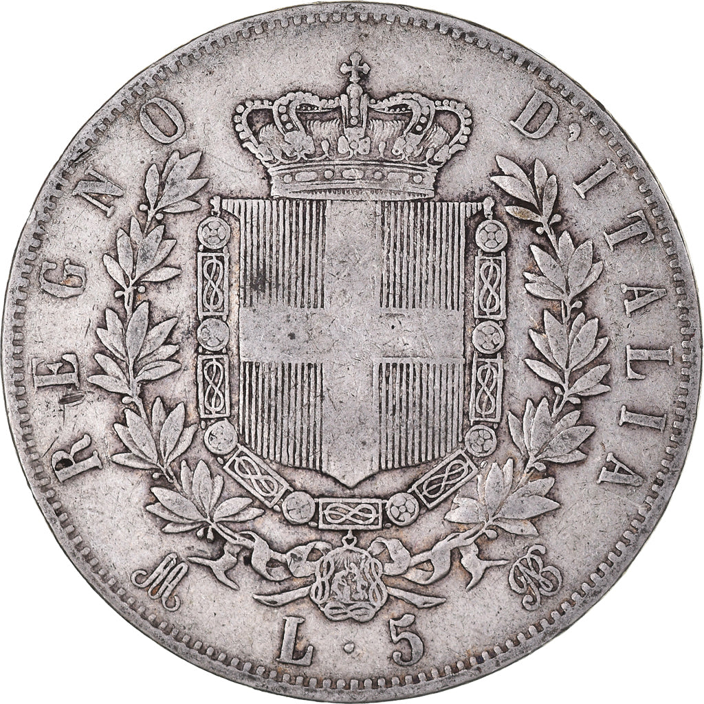 Coin, Italy, Vittorio Emanuele II, 5 Lire, 1874, Milan, VF(20-25), Silver