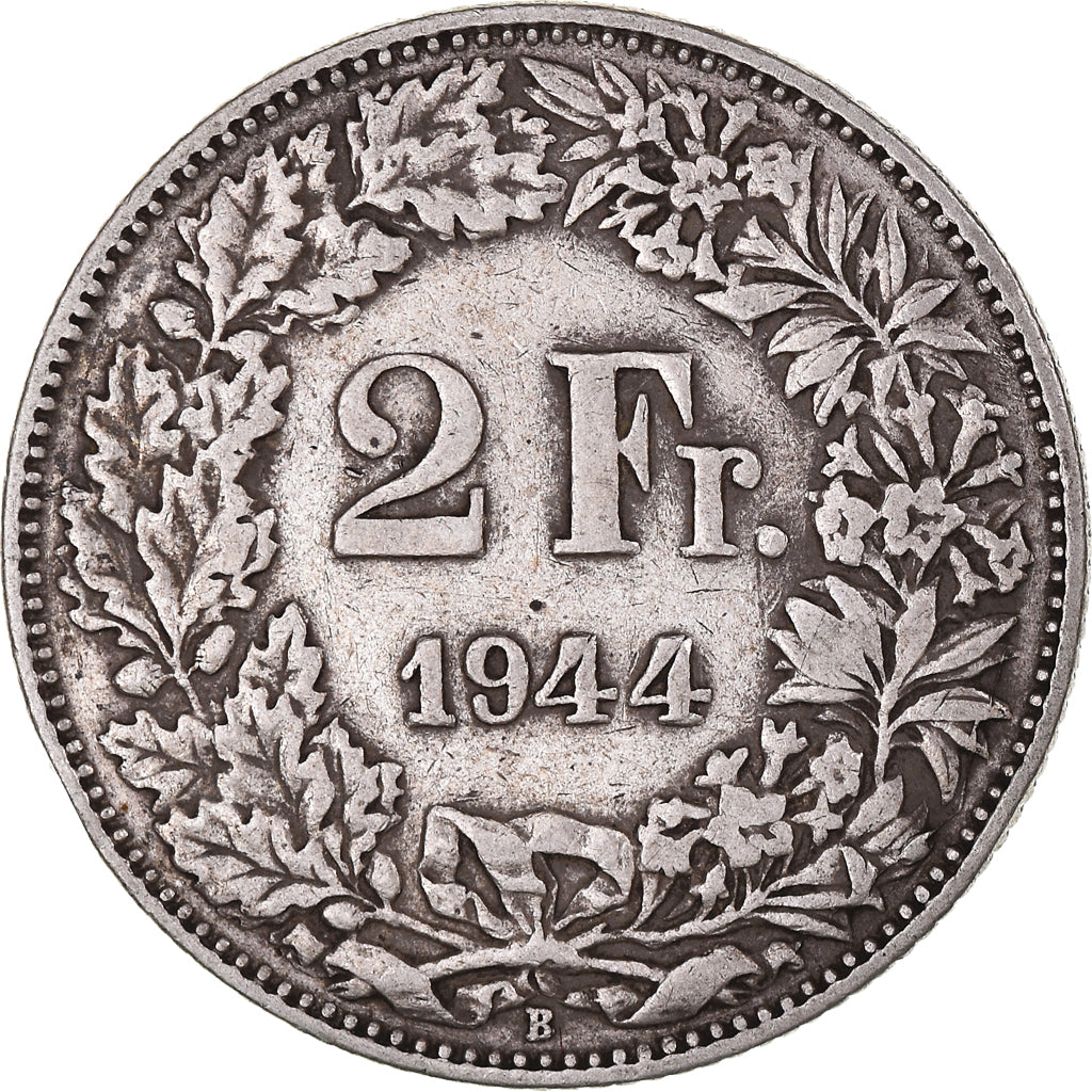Coin, Switzerland, 2 Francs, 1944, Bern, EF(40-45), Silver, KM:21
