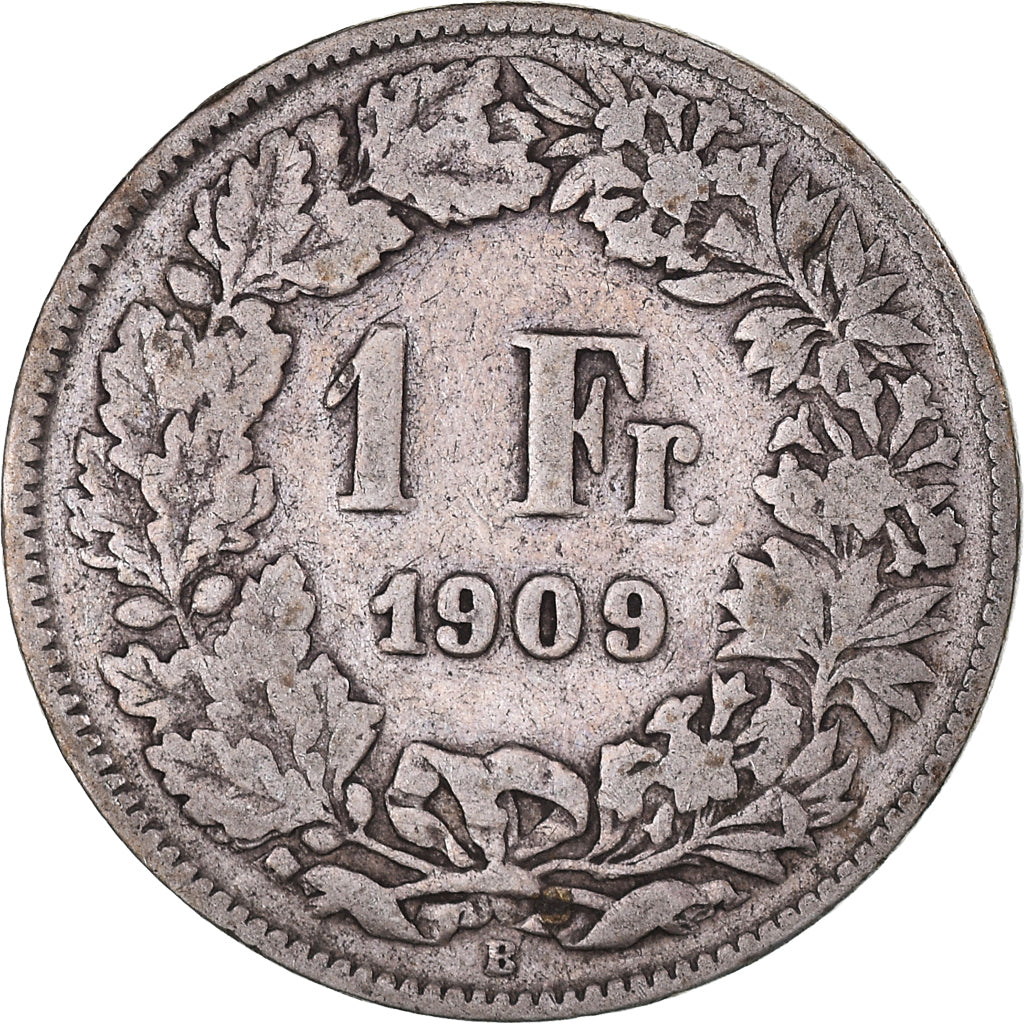 Moneta, Szwajcaria, Franc, 1909, Bern, VF(20-25), Srebro, KM:24