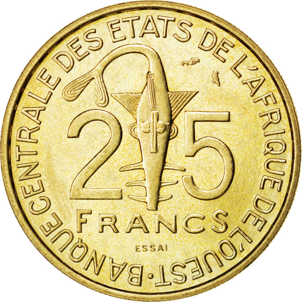 Coin, West African States, 25 Francs, 1970, MS(63), Aluminum-Bronze, KM:E5