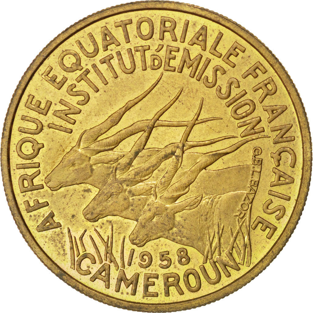 Moneda, Camerún, 25 Francs, 1958, Paris, EBC, Aluminio - bronce, KM:E9