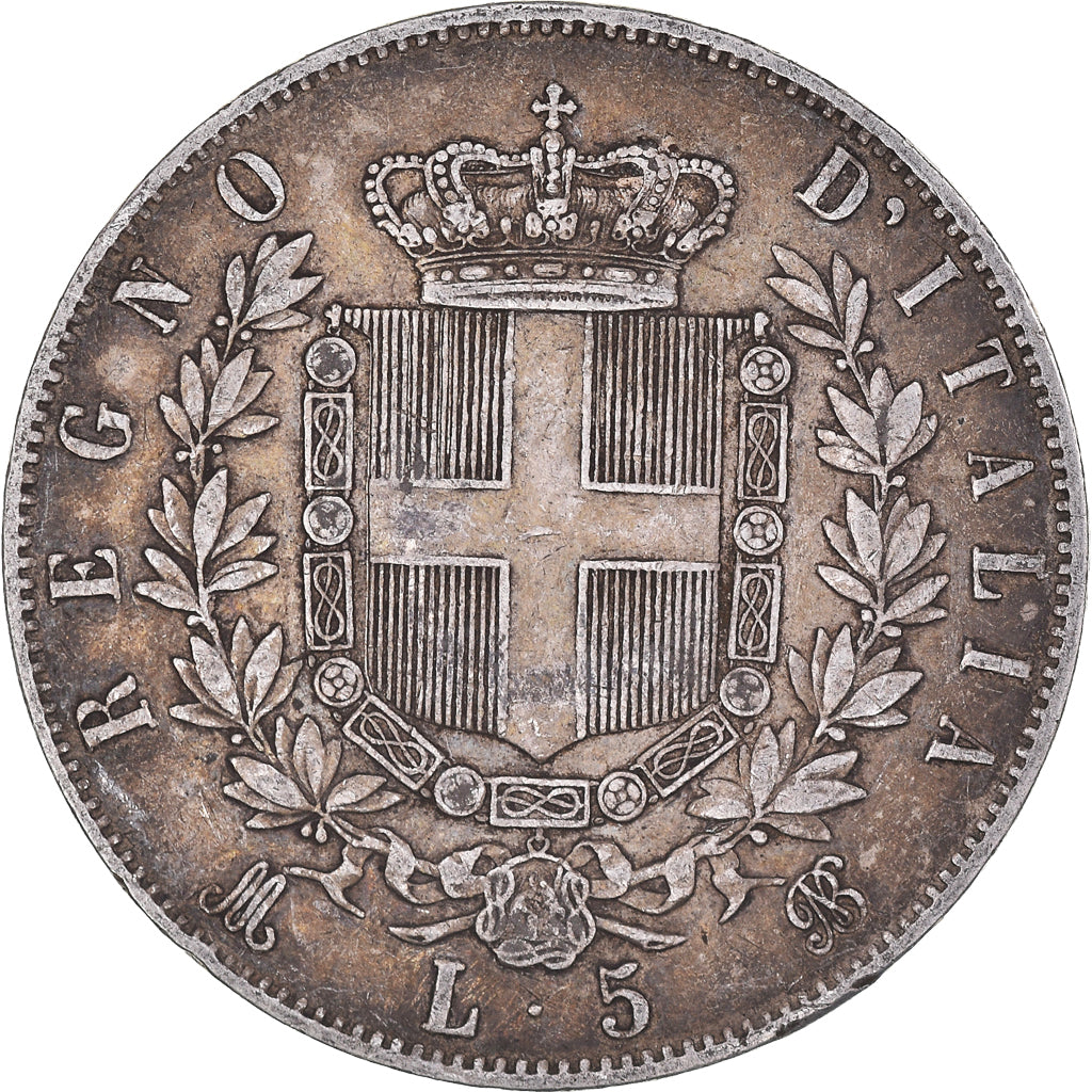 Coin, Italy, Vittorio Emanuele II, 5 Lire, 1874, Milan, VF(30-35), Silver