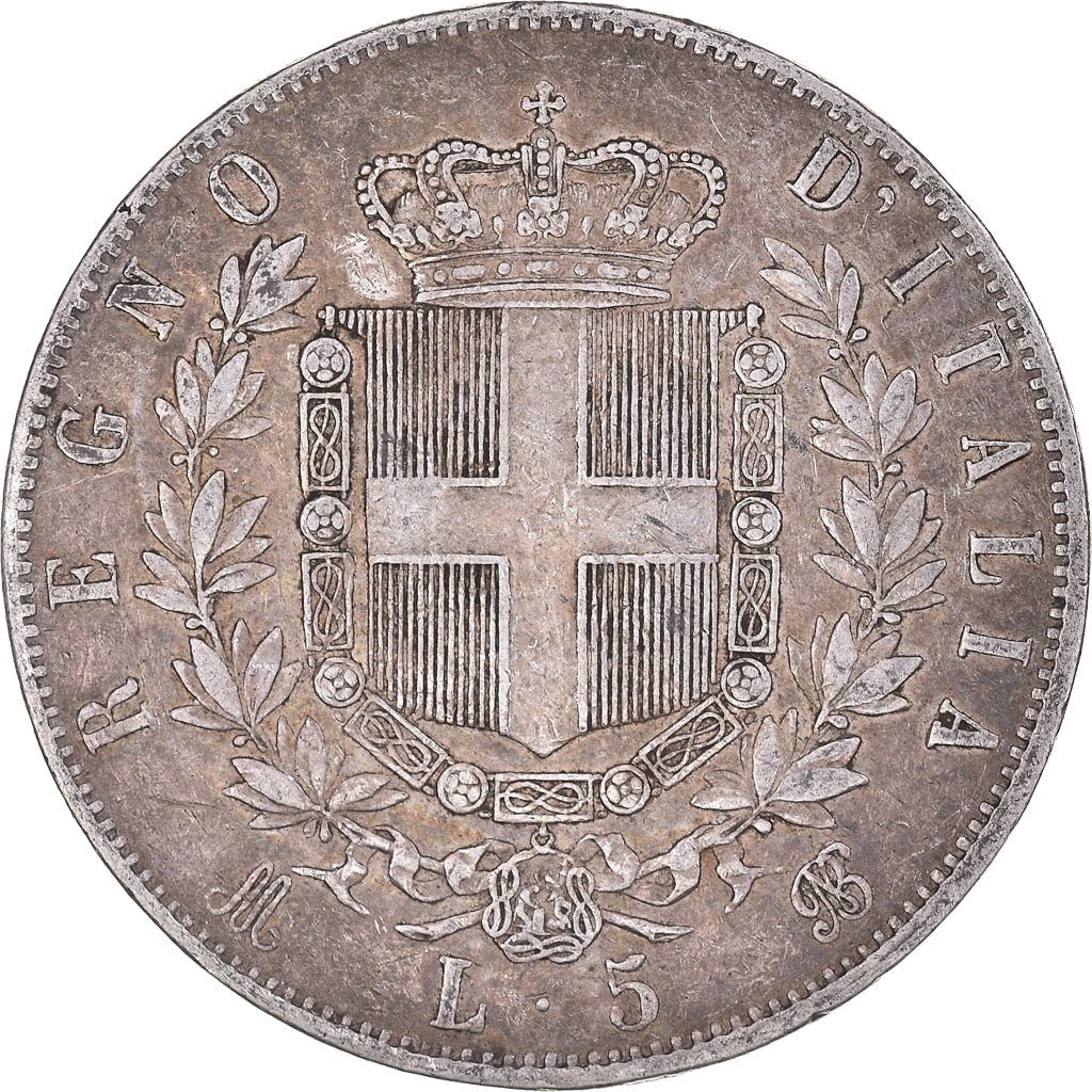 Coin, Italy, Vittorio Emanuele II, 5 Lire, 1874, Milan, VF(30-35), Silver