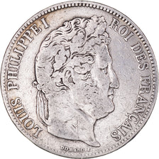 Coin, France, Louis-Philippe, 5 Francs, 1834, Lyon, VF(20-25), Silver, KM:749.4
