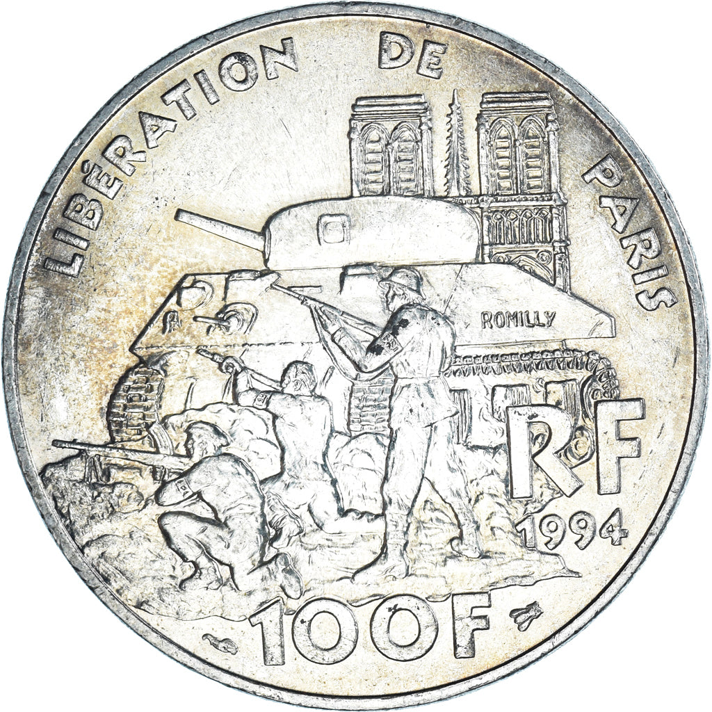 Coin, France, Libération de Paris, 100 Francs, 1994, AU(55-58), Silver