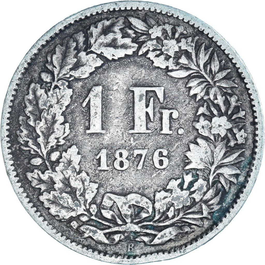 Moneta, Svizzera, Franc, 1876, Bern, MB, Argento, KM:24