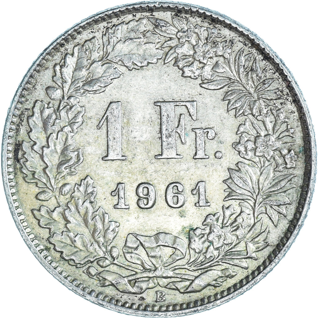 Moeda, Suíça, Franc, 1961, Bern, EF(40-45), Prata, KM:24