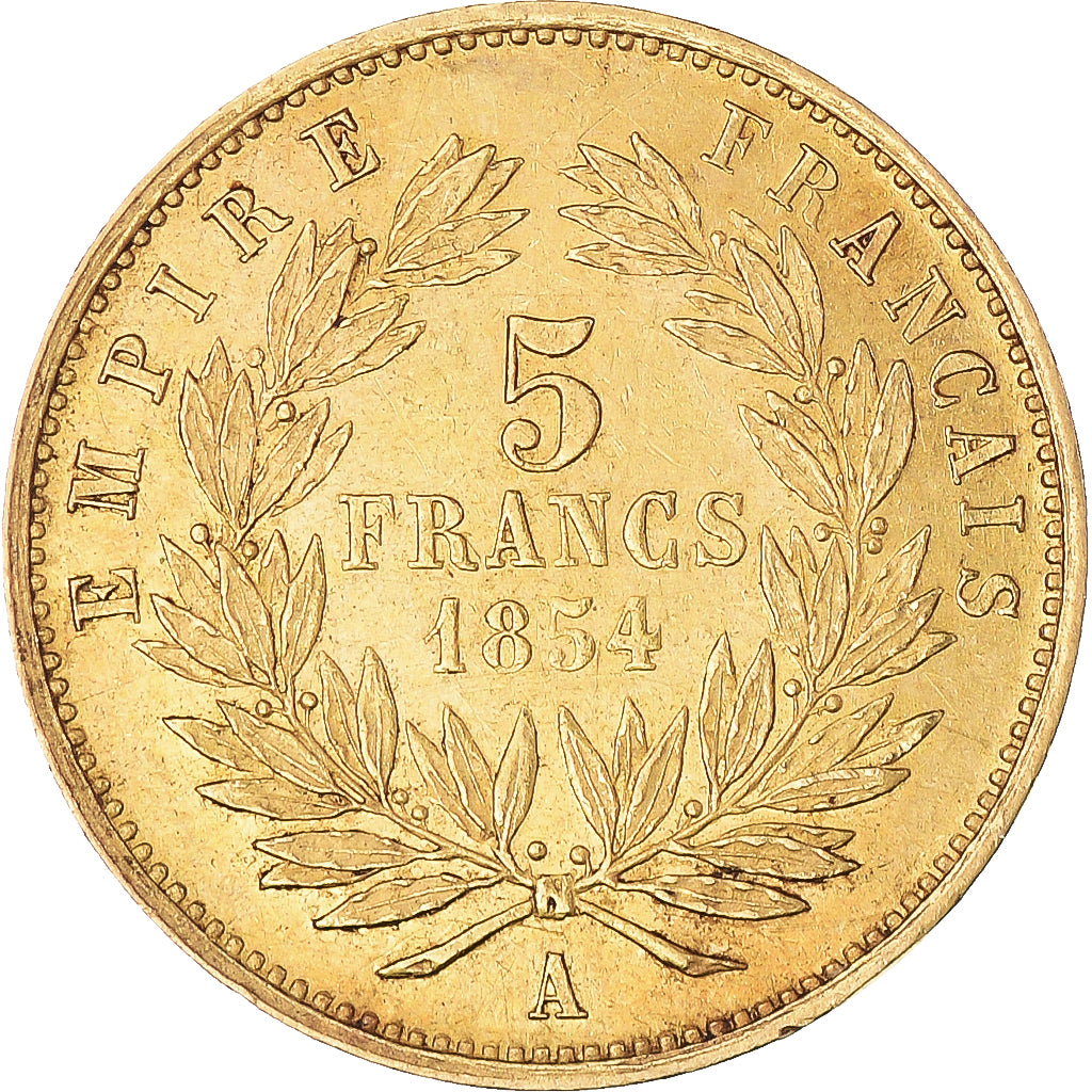 Coin, France, Napoleon III, 5 Francs, 1854, Paris, Petit module, AU(55-58)