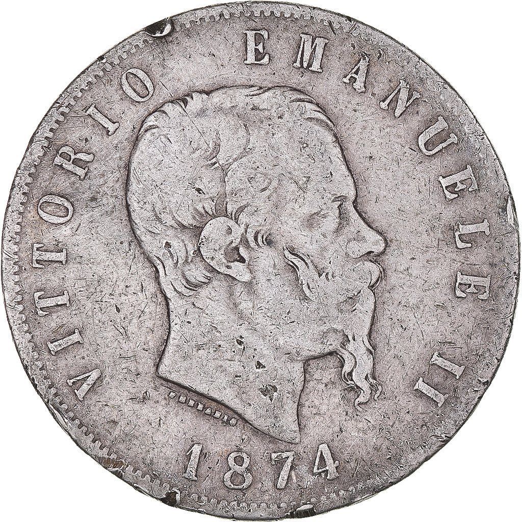 Monnaie, Italie, Vittorio Emanuele II, 5 Lire, 1874, Milan, TB, Argent, KM:8.3