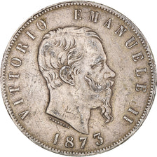 Coin, Italy, Vittorio Emanuele II, 5 Lire, 1873, Milan, VF(30-35), Silver