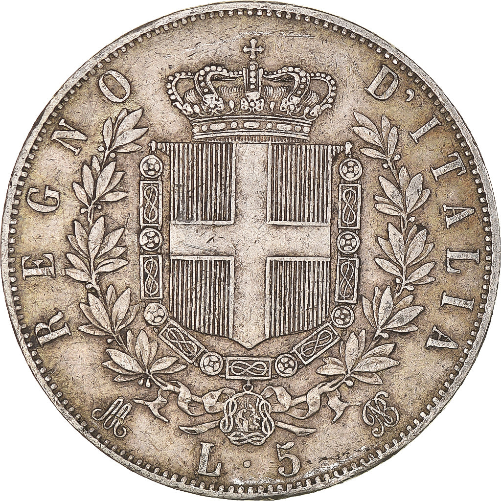 Coin, Italy, Vittorio Emanuele II, 5 Lire, 1873, Milan, VF(30-35), Silver