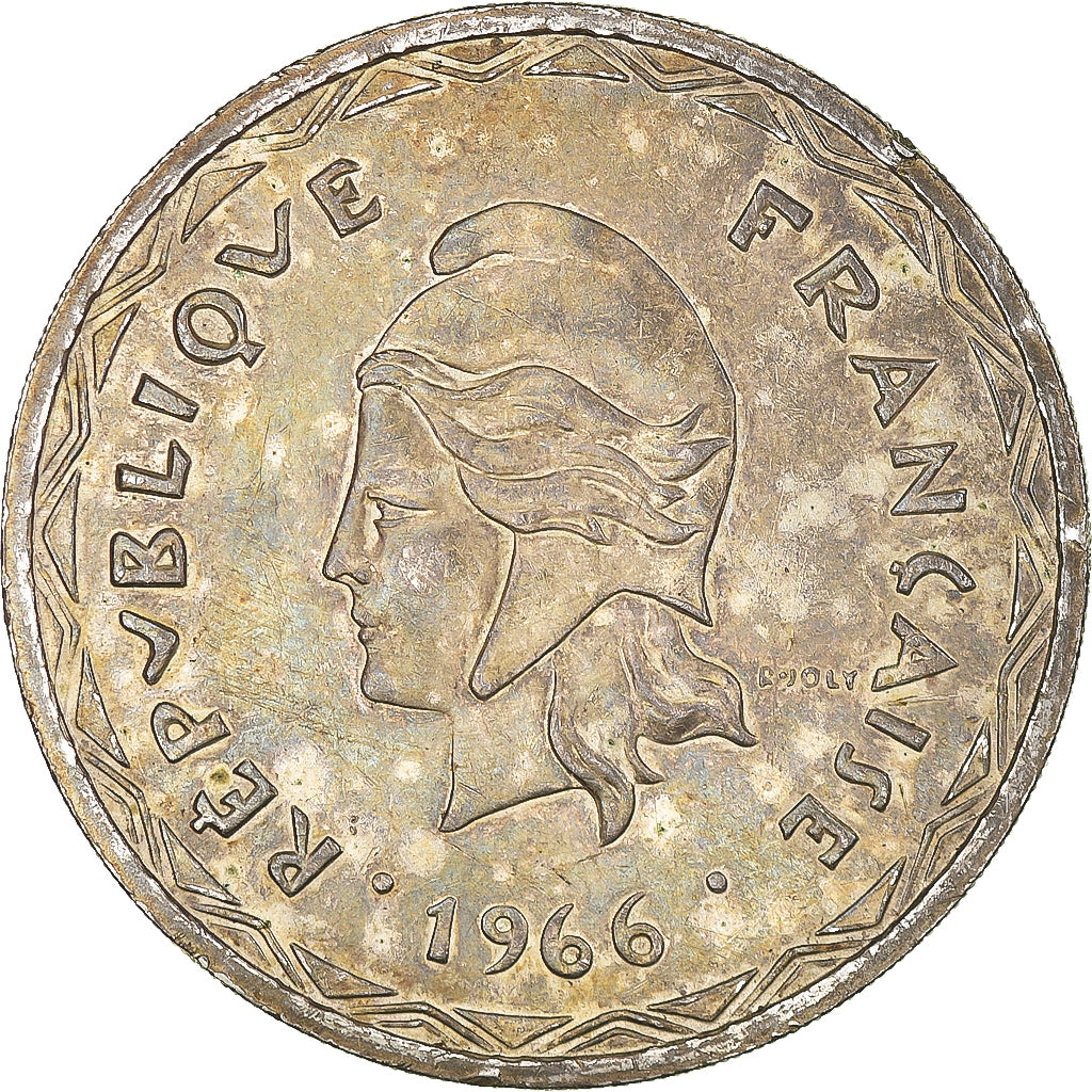 Moeda, Novas Hébridas, 100 Francs, 1966, Paris, AU(55-58), Prata, KM:1