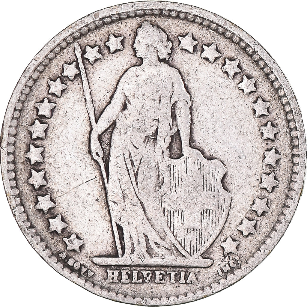 Moeda, Suíça, 1/2 Franc, 1914, Bern, EF(40-45), Prata, KM:23
