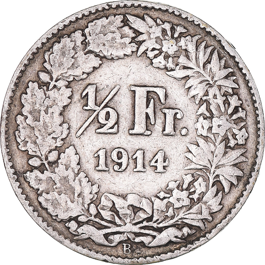 Münze, Schweiz, 1/2 Franc, 1914, Bern, SS, Silber, KM:23