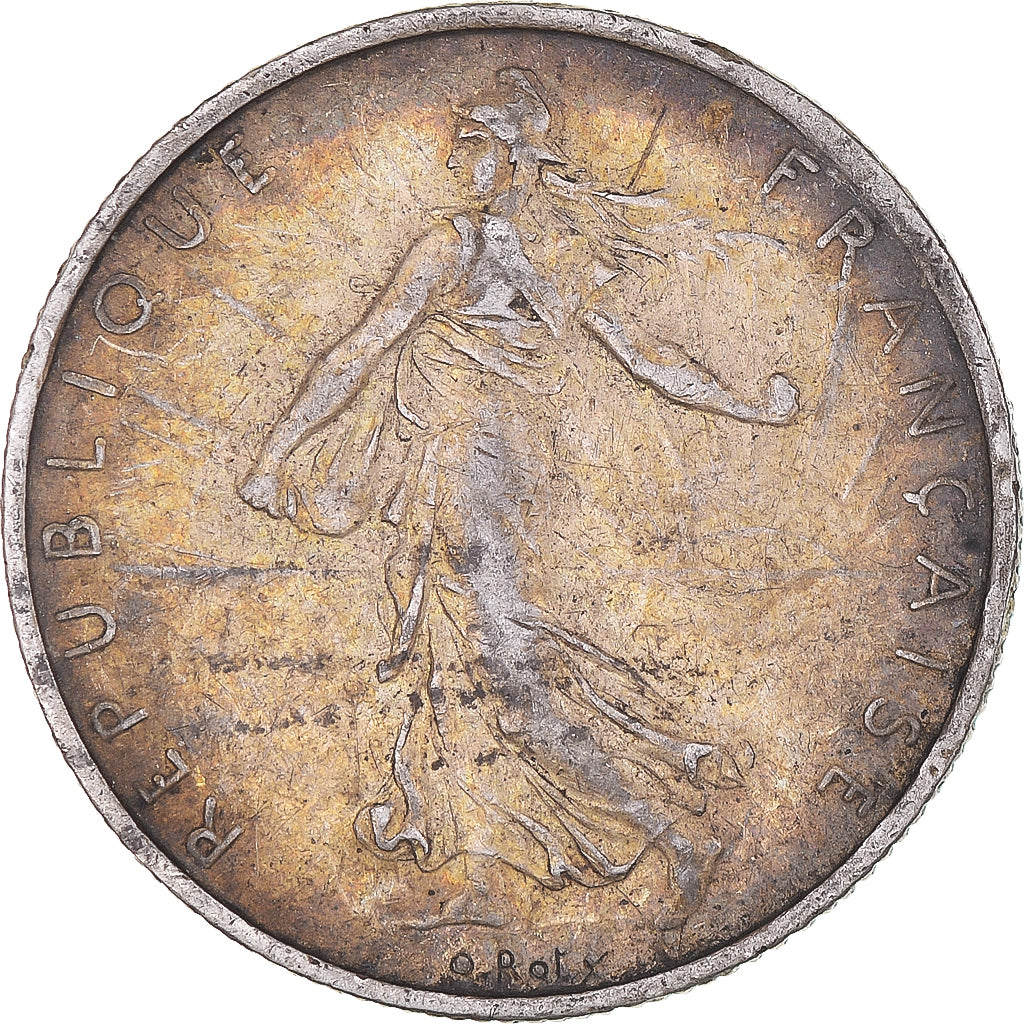 Moneda, Francia, Semeuse, 2 Francs, 1910, Paris, MBC+, Plata, KM:845.1