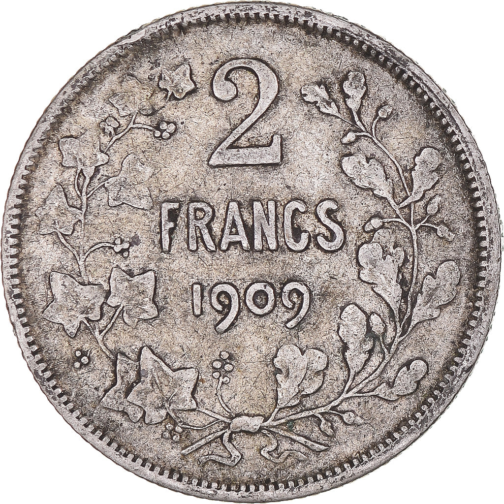 Coin, Belgium, Leopold II, 2 Francs, 2 Frank, 1909, VF(30-35), Silver, KM:58.1