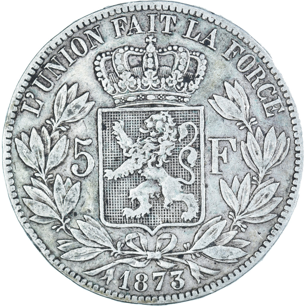 Munten, België, Leopold II, 5 Francs, 5 Frank, 1873, FR, Zilver, KM:24
