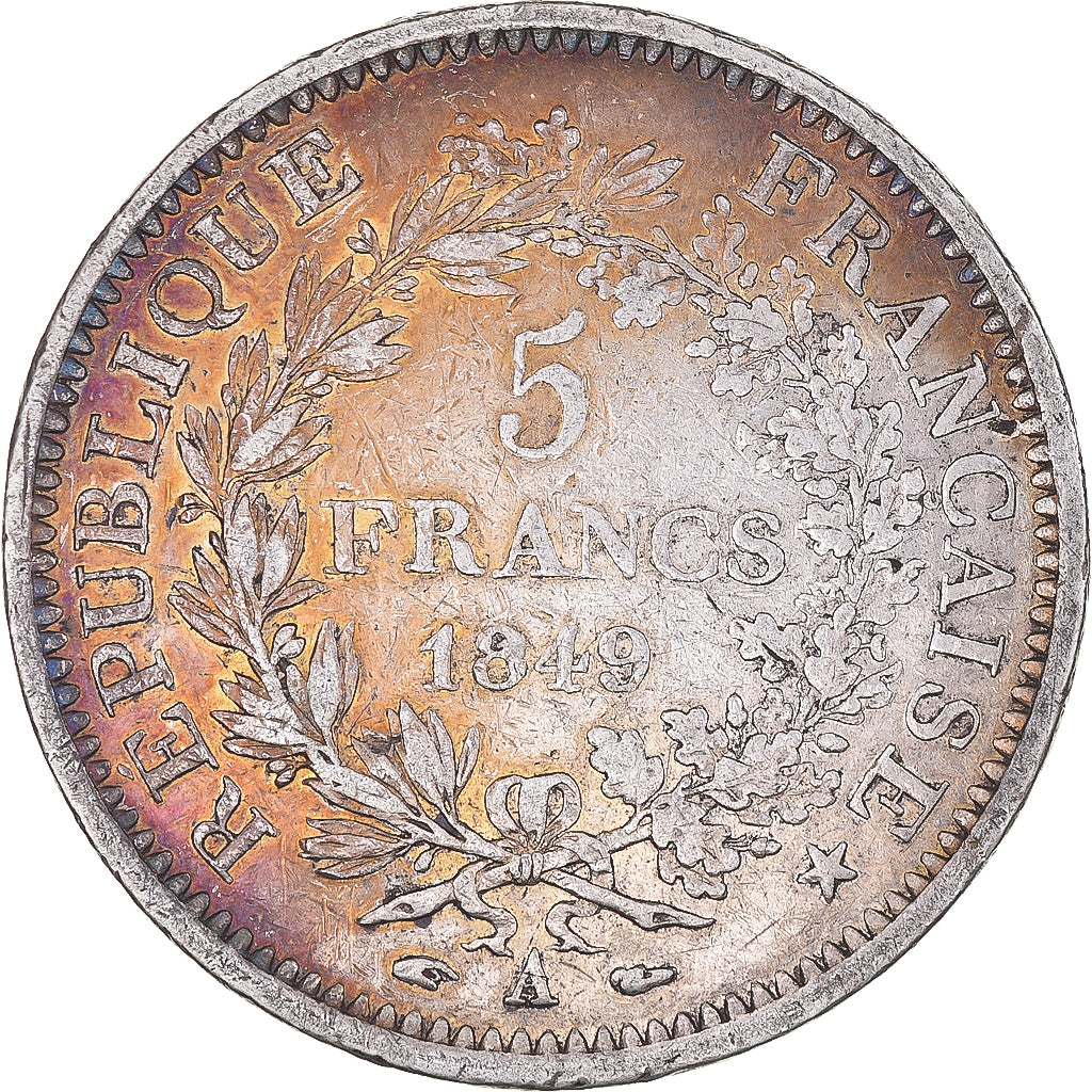Moeda, França, Hercule, 5 Francs, 1849, Paris, VF(30-35), Prata, KM:756.1