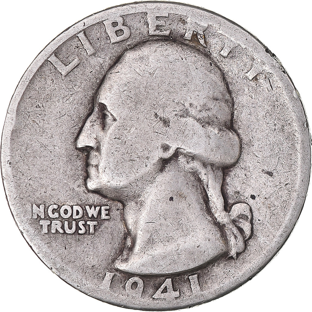 Coin, United States, Washington Quarter, Quarter, 1941, U.S. Mint, Denver