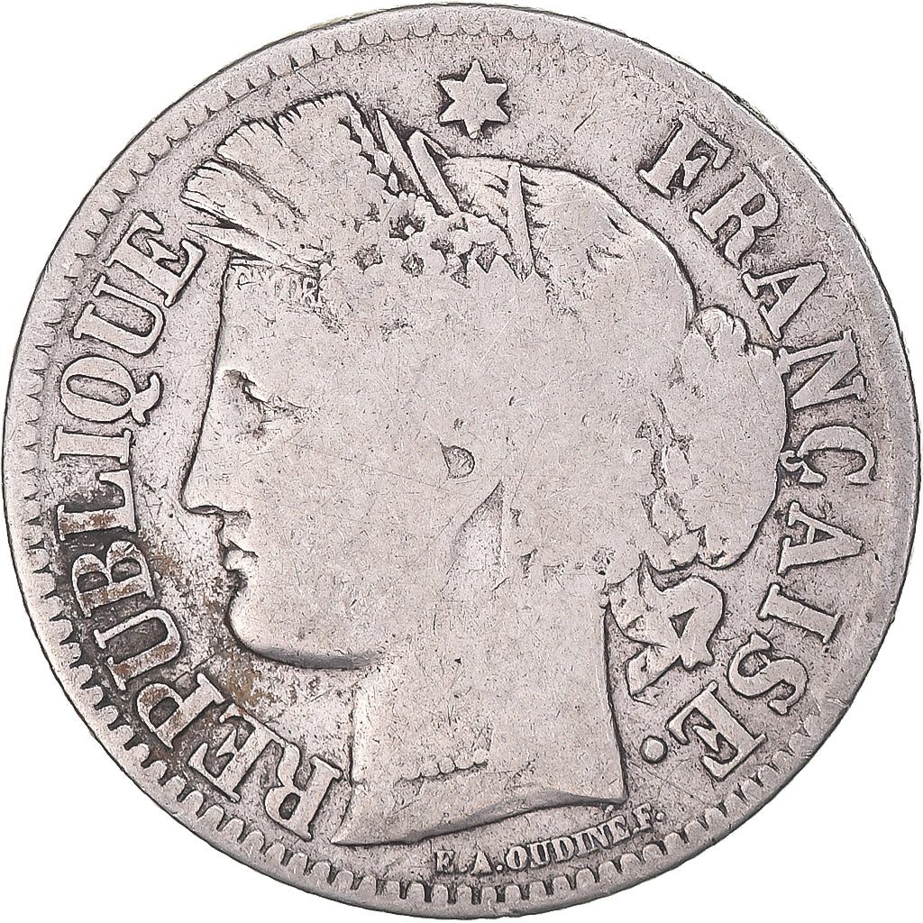 Coin, France, Cérès, 2 Francs, 1871, Bordeaux, VF(20-25), Silver, KM:816.2