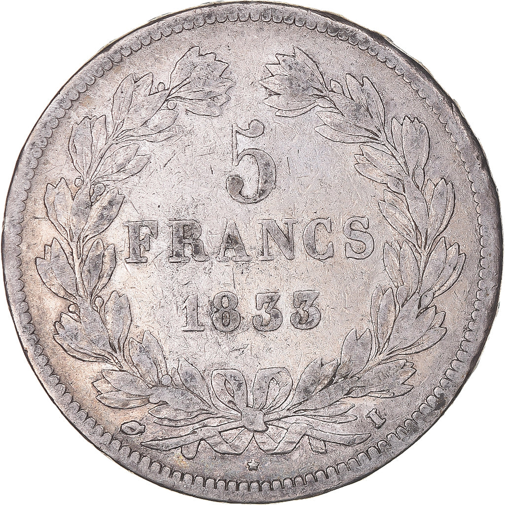 Coin, France, Louis-Philippe, 5 Francs, 1833, Limoges, VF(30-35), Silver